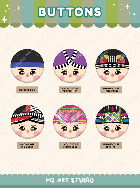 Hmong Pin Button Flair