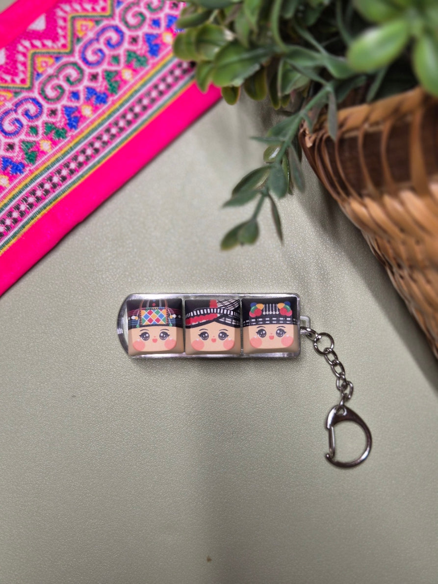 Customizable Hmong Fidget Keychains (3 Buttons)