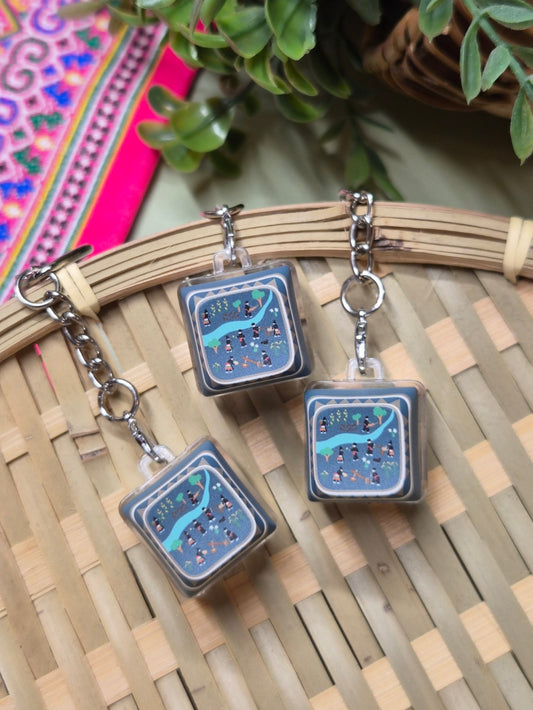 Hmong Story Cloth Fidget Keychain