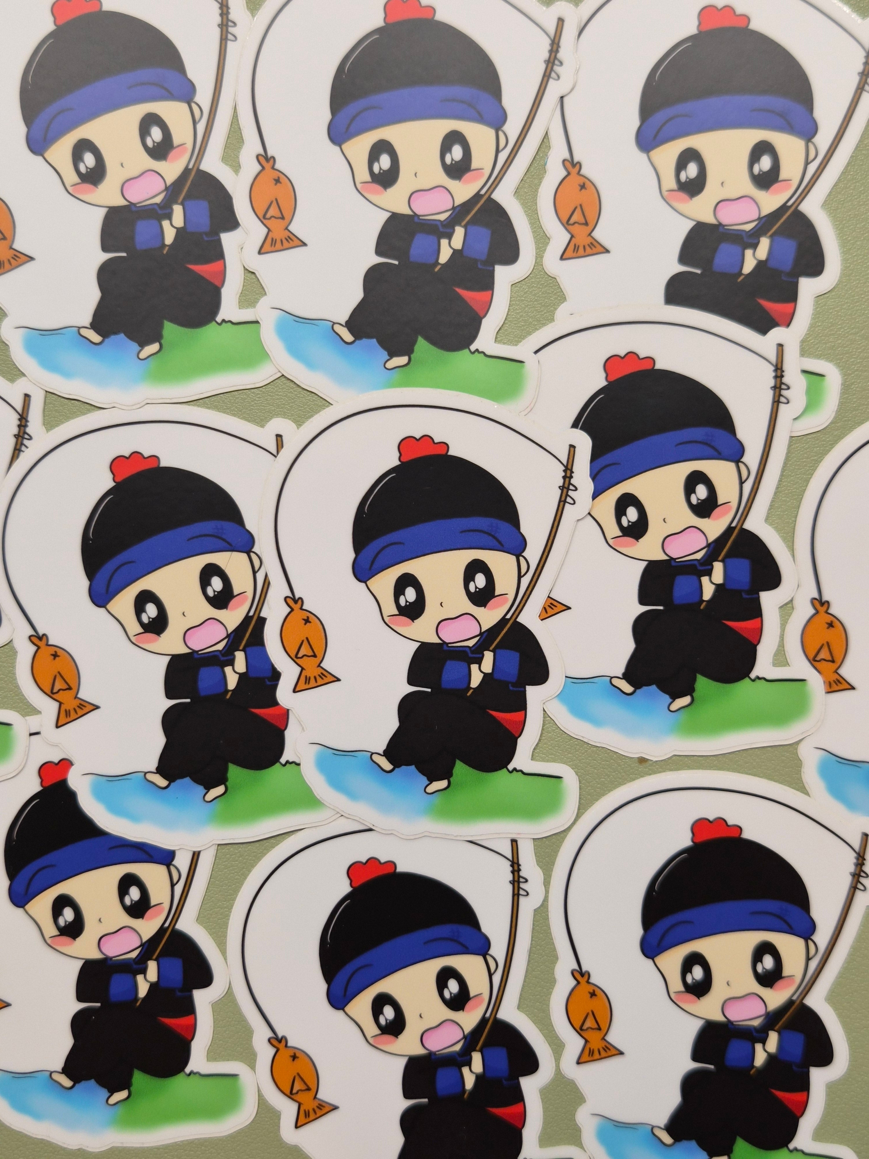 3" Hmong Boy Fishing Sticker