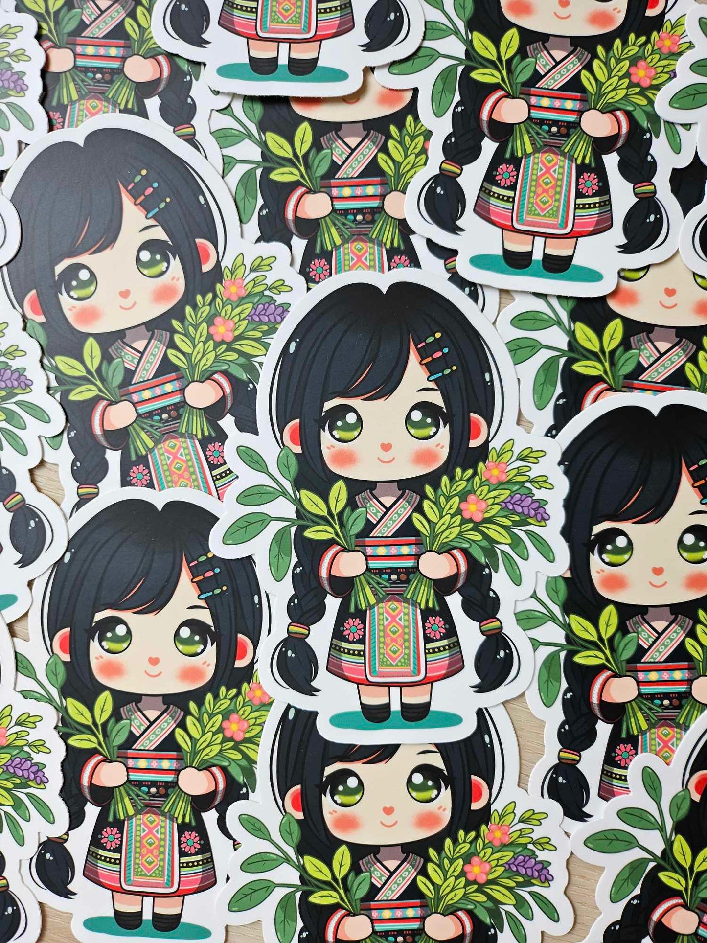 5" Hmong Flower Girl Vinyl Sticker