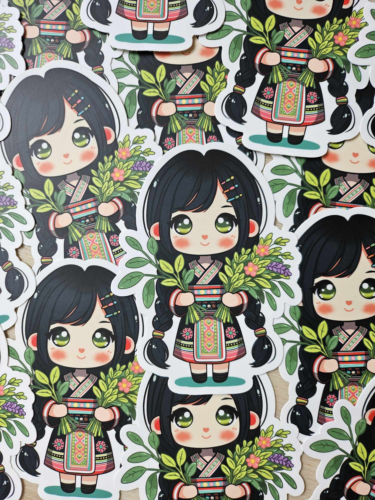 5" Hmong Flower Girl Vinyl Sticker