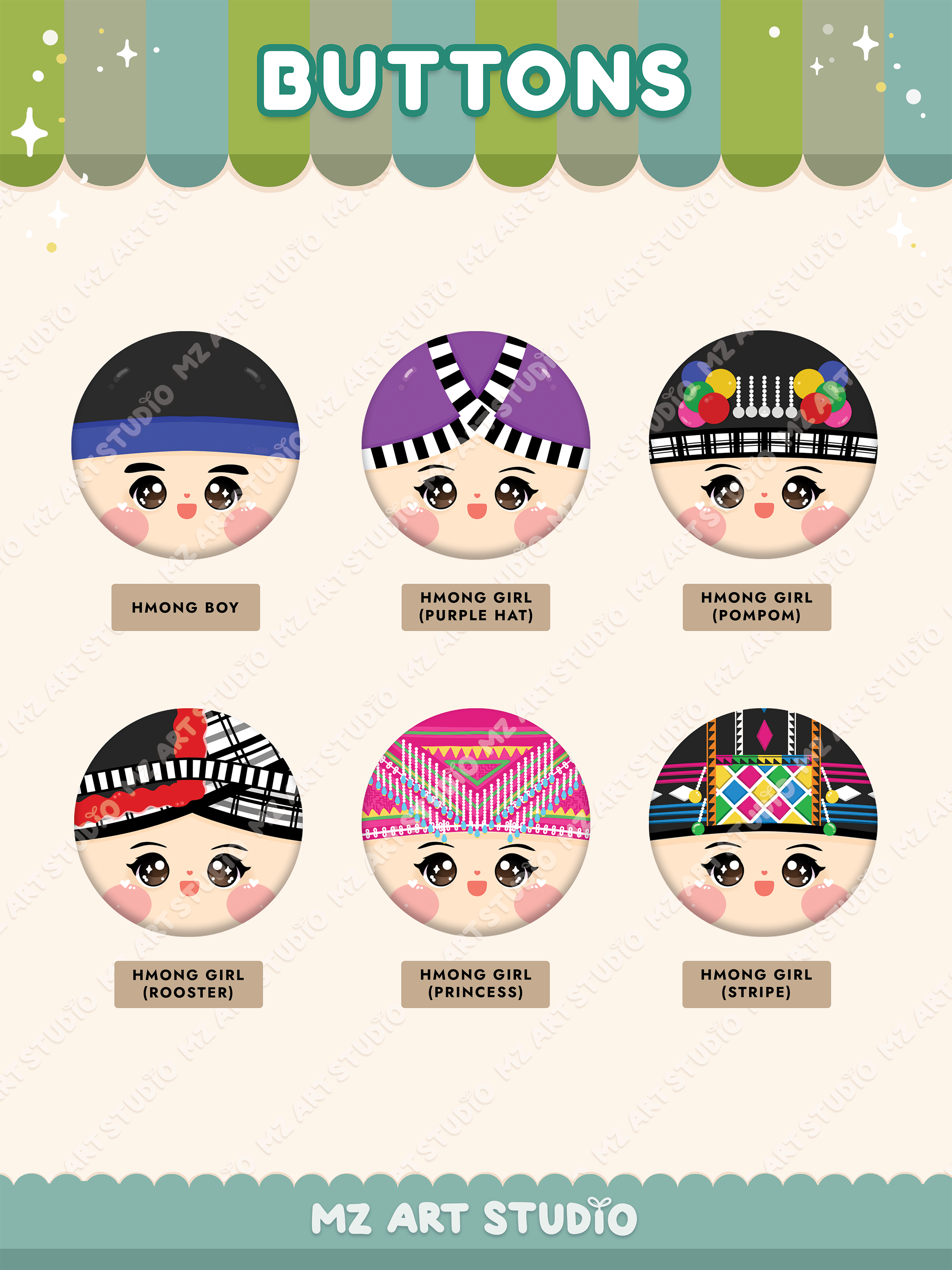 Hmong Pin Button Flair